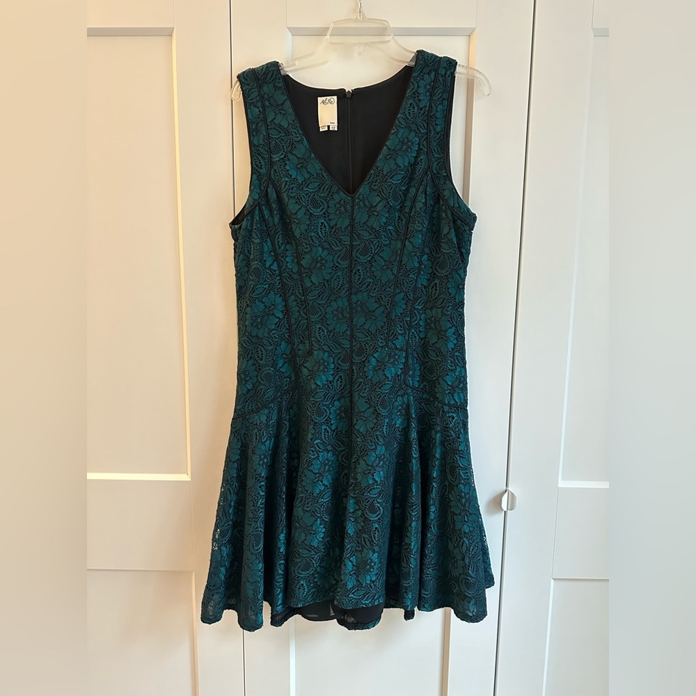 Ali Ro Dark green lace fit and flare dress size 12